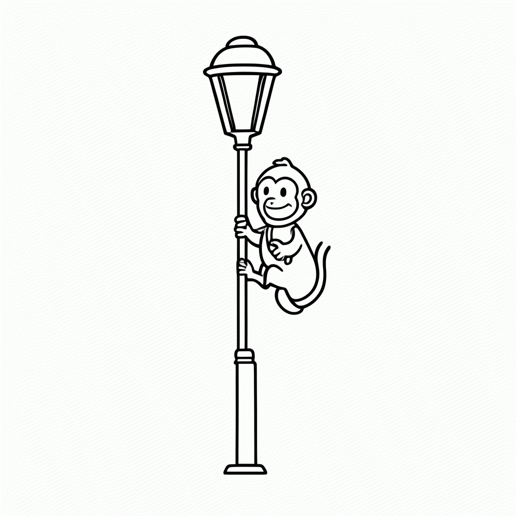 Desenho de Macaco no Poste para colorir e imprimir grátis em folha A4