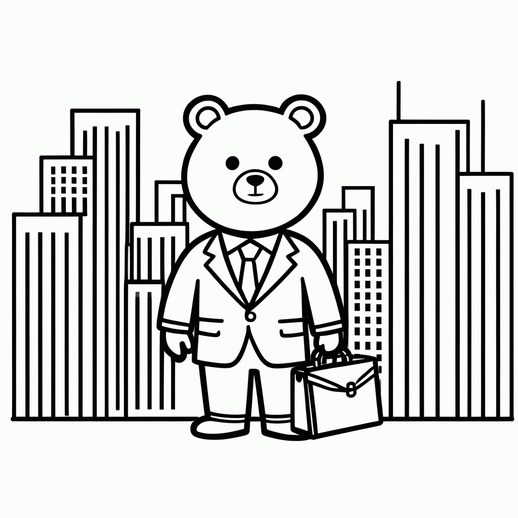 Desenho de Urso Executivo para colorir e imprimir grátis em folha A4