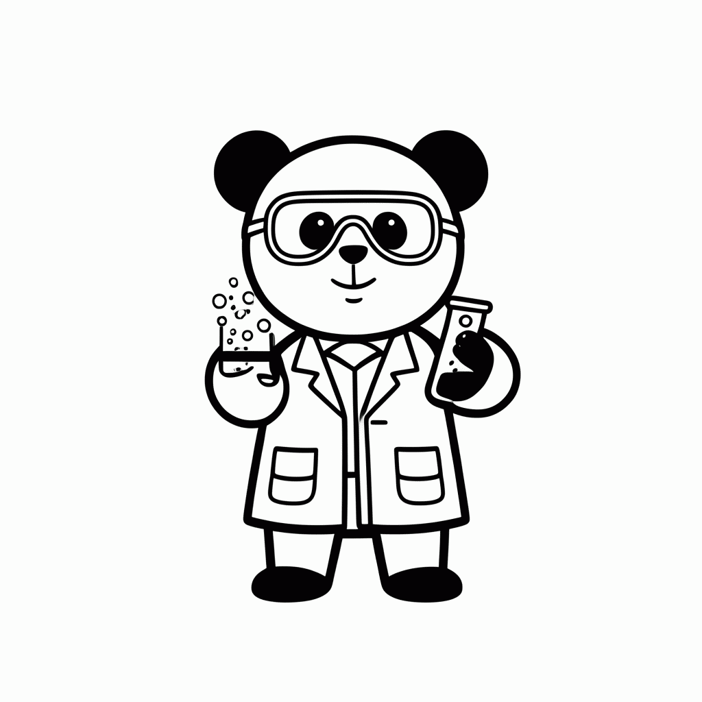 Desenho de Panda Cientista para colorir e imprimir grátis em folha A4