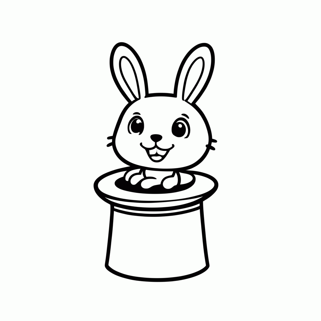 Desenho de Coelho da Cartola para colorir e imprimir grátis em folha A4