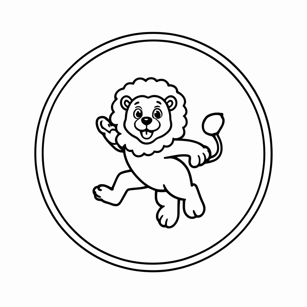 Desenho de Leão no Aro para colorir e imprimir grátis em folha A4