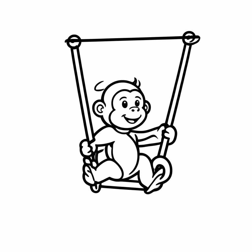 Desenho de Macaco no Trapézio para colorir e imprimir grátis em folha A4
