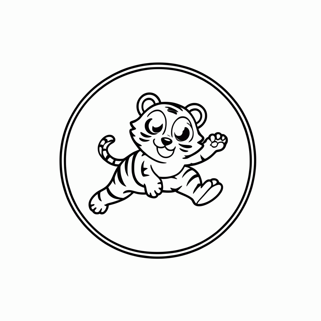 Desenho de Tigre no Aro para colorir e imprimir grátis em folha A4