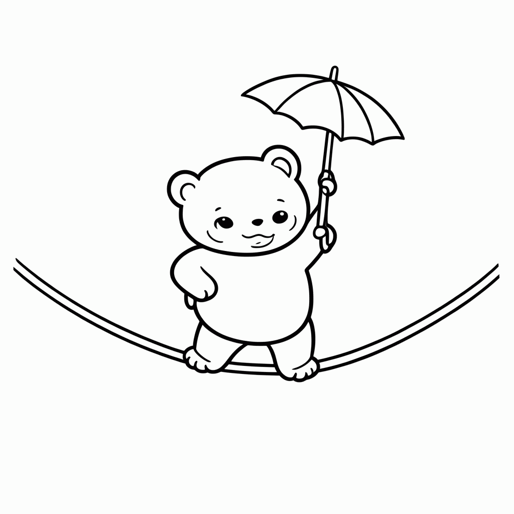 Desenho de Urso Equilibrista para colorir e imprimir grátis em folha A4