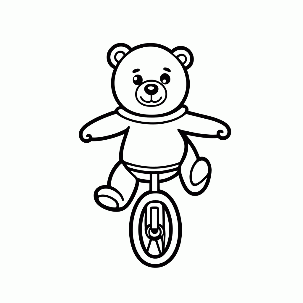 Desenho de Urso no Monociclo para colorir e imprimir grátis em folha A4
