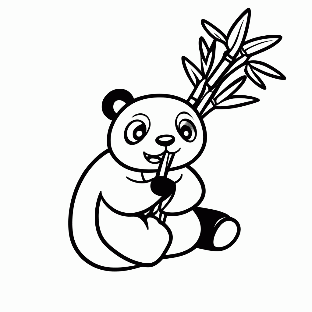 Desenho de Panda com Bambu para colorir e imprimir grátis em folha A4