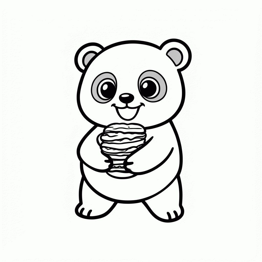Desenho de Panda com Macarons para colorir e imprimir grátis em folha A4