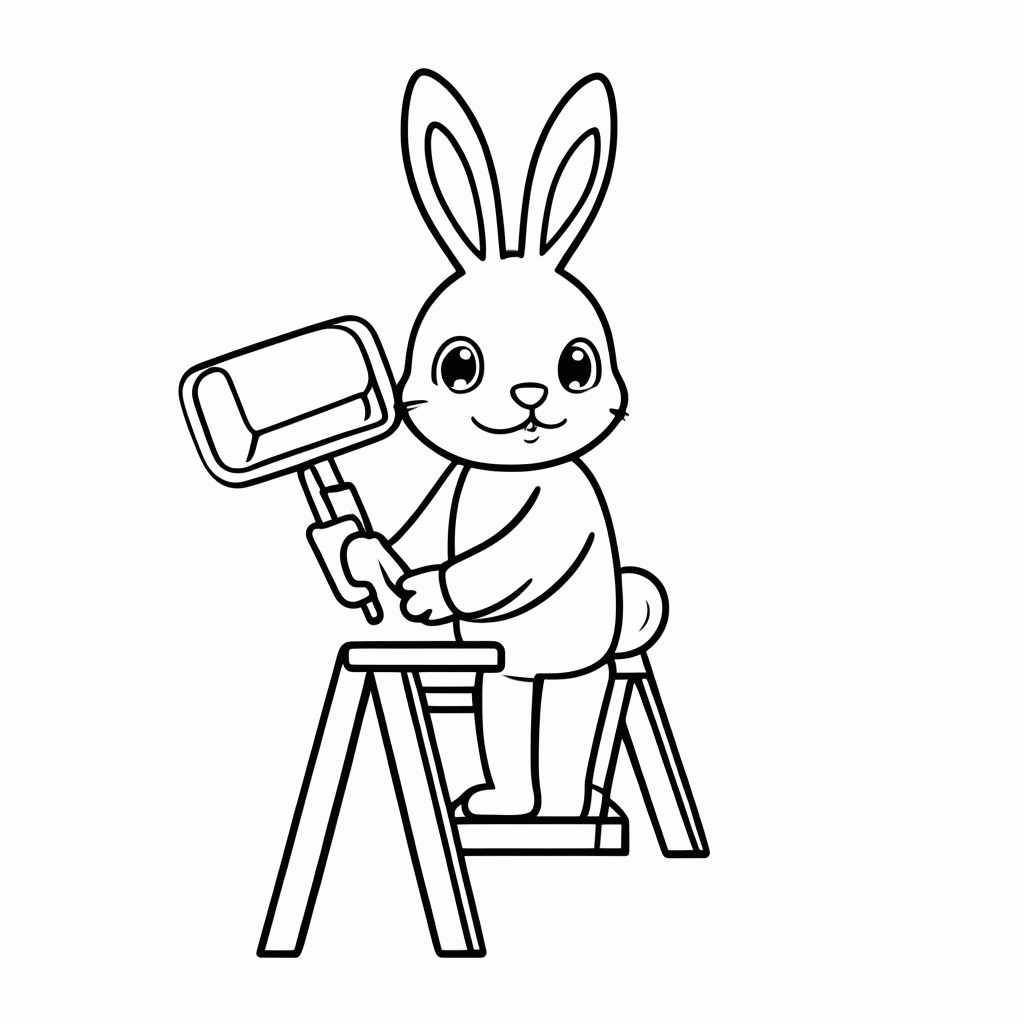 Desenho de Coelho Pintor de Parede para colorir e imprimir grátis em folha A4