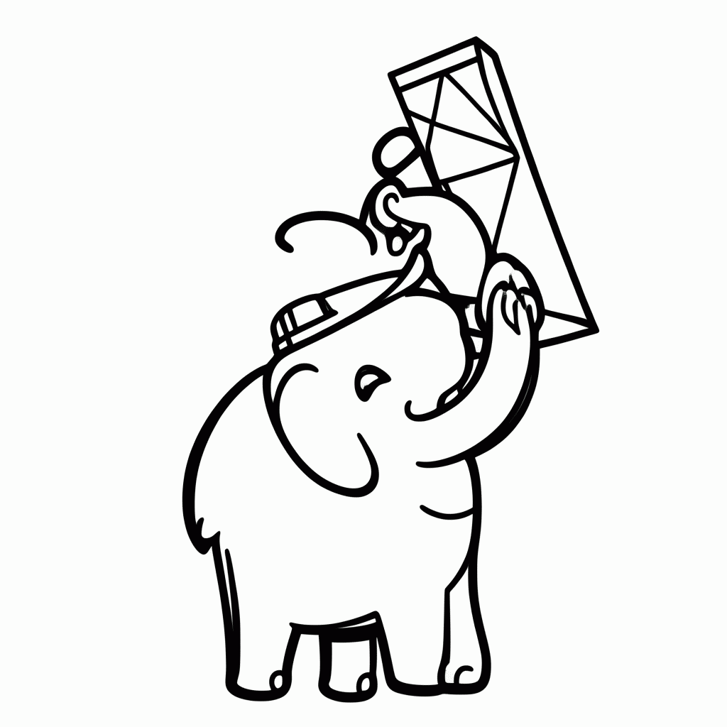 Desenho de Elefante Guindaste para colorir e imprimir grátis em folha A4