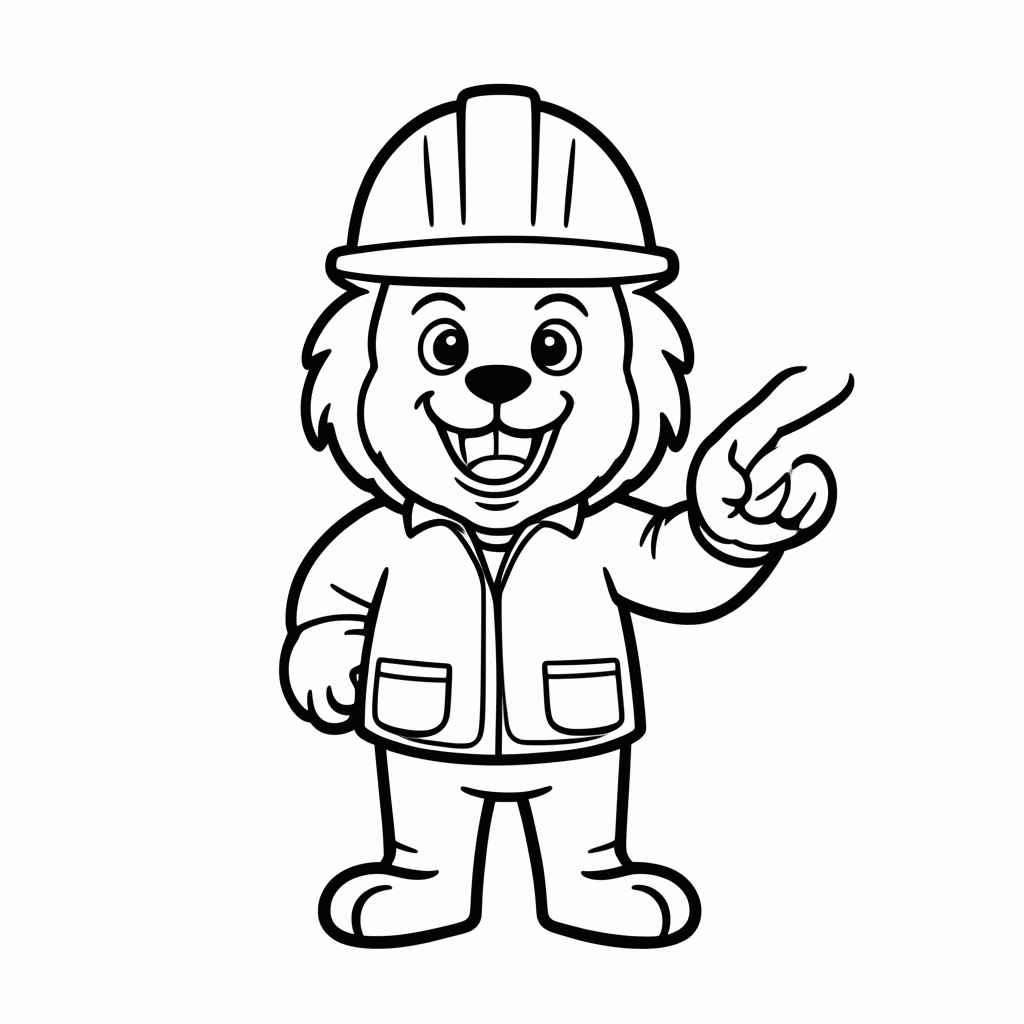 Desenho de Leão Mestre de Obra para colorir e imprimir grátis em folha A4