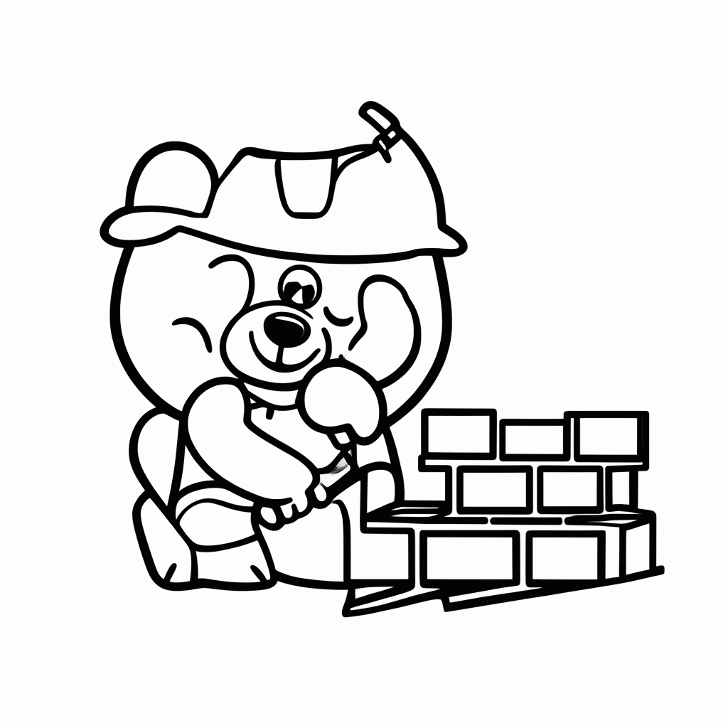 Desenho de Urso Pedreiro para colorir e imprimir grátis em folha A4