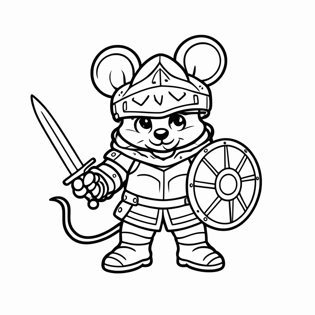 Desenho de Camundongo Cavaleiro para colorir e imprimir grátis em folha A4