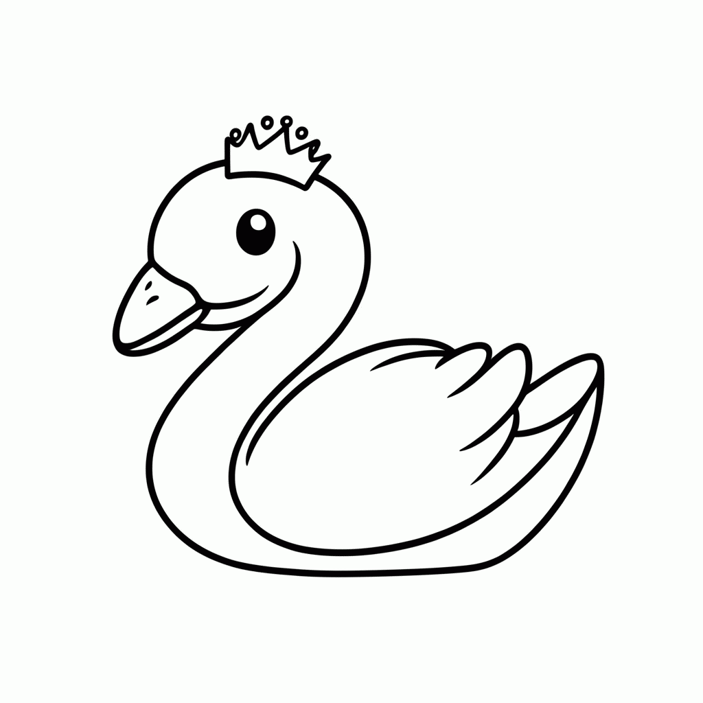 Desenho de Cisne Princesa para colorir e imprimir grátis em folha A4