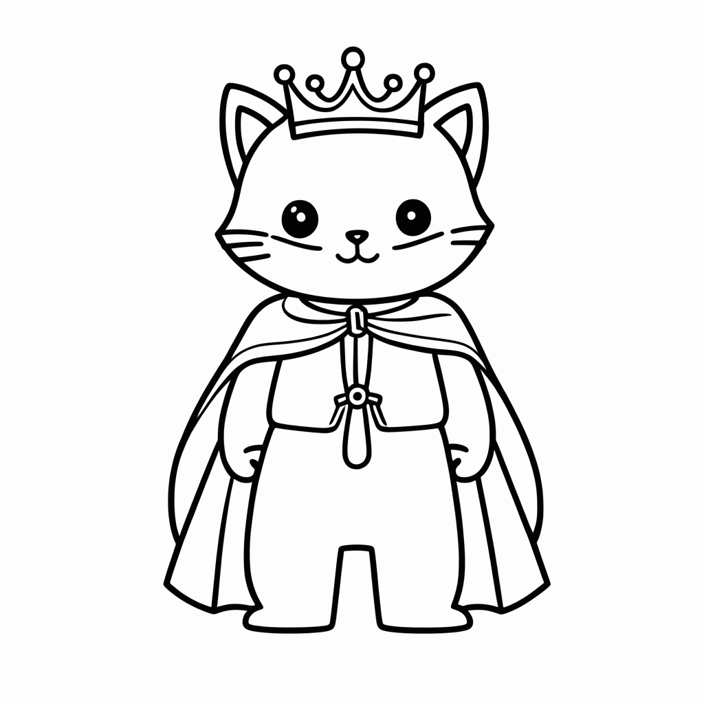 Desenho de Gato Príncipe para colorir e imprimir grátis em folha A4