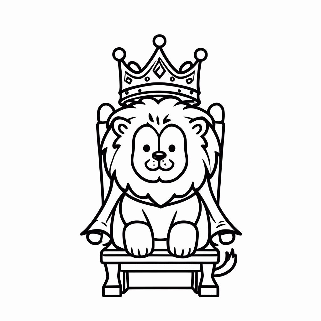 Desenho de Leão Rei para colorir e imprimir grátis em folha A4