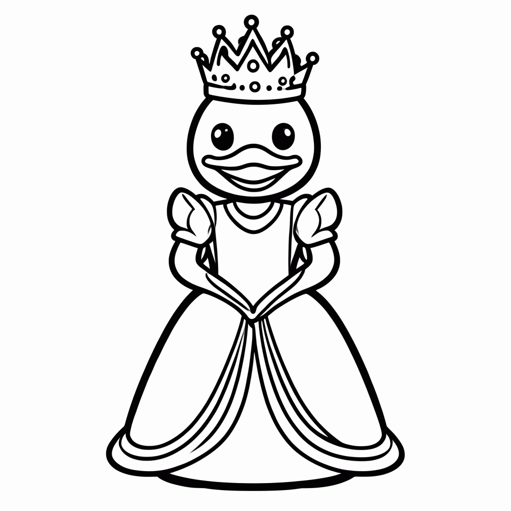 Desenho de Pata Rainha para colorir e imprimir grátis em folha A4