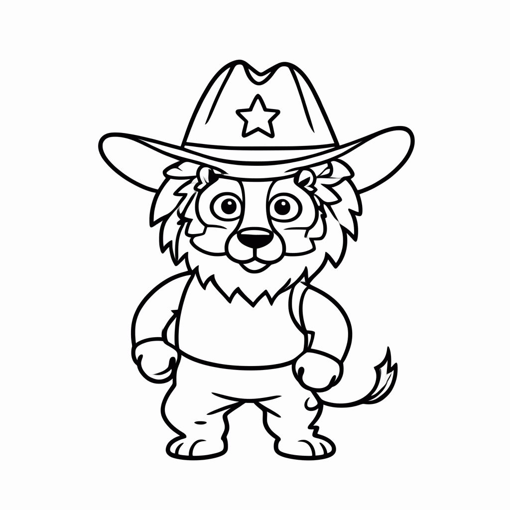 Desenho de Leão Xerife para colorir e imprimir grátis em folha A4