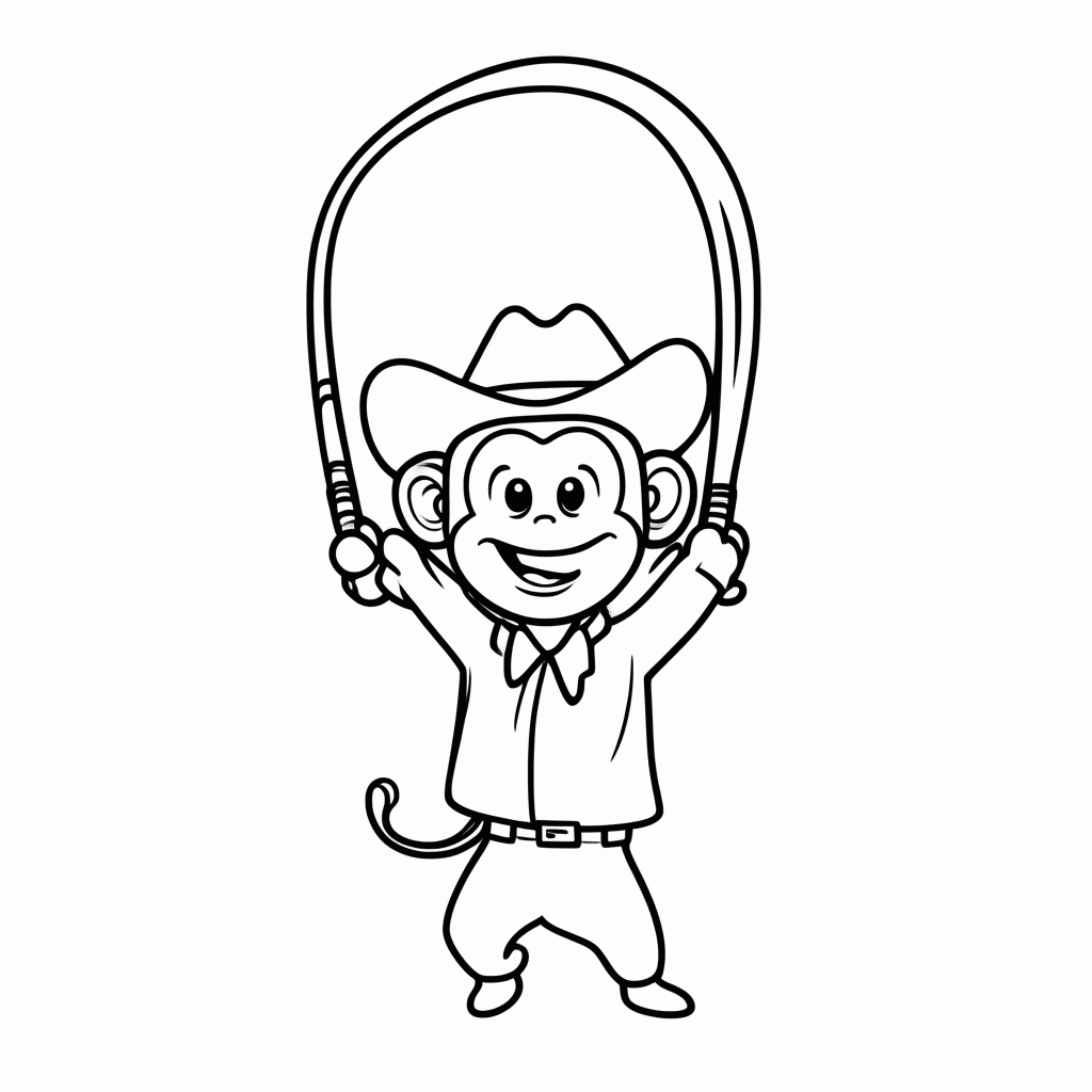 Desenho de Macaco com Laço para colorir e imprimir grátis em folha A4