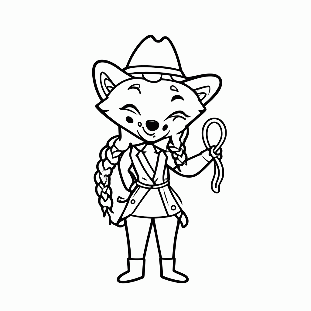 Desenho de Raposa Cowgirl para colorir e imprimir grátis em folha A4