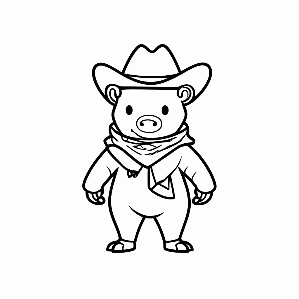 Desenho de Tatu Cowboy para colorir e imprimir grátis em folha A4