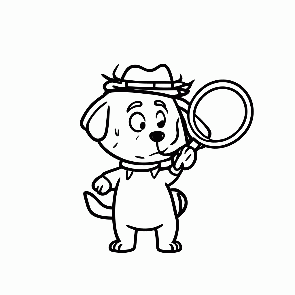 Desenho de Cachorro Detetive para colorir e imprimir grátis em folha A4