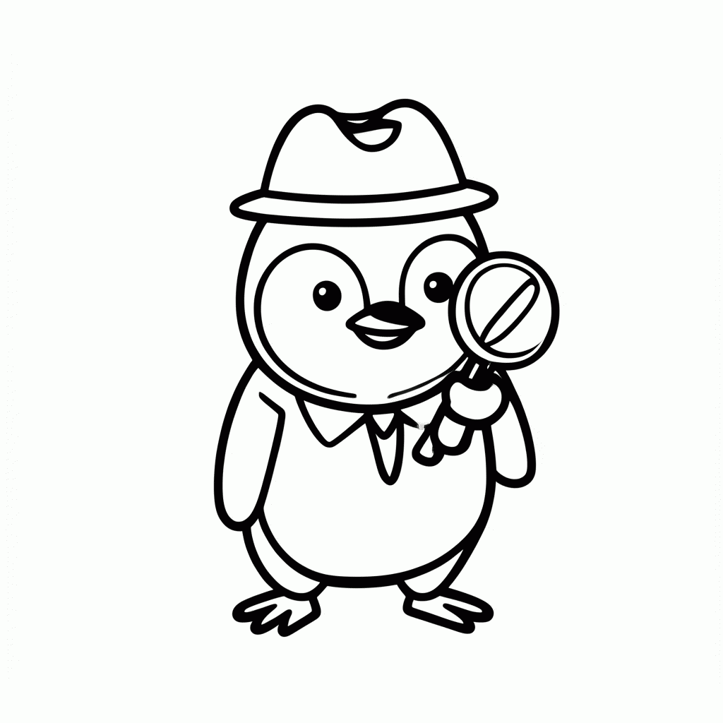 Desenho de Pinguim Detetive para colorir e imprimir grátis em folha A4