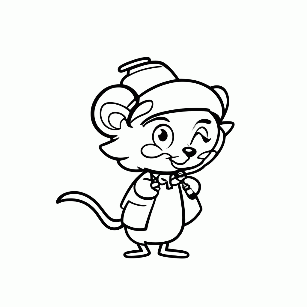 Desenho de Rato Detetive para colorir e imprimir grátis em folha A4