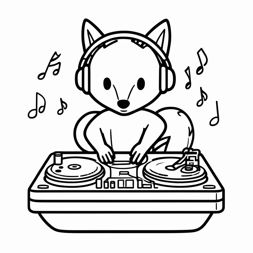 Desenho de Raposa DJ para colorir e imprimir grátis em folha A4