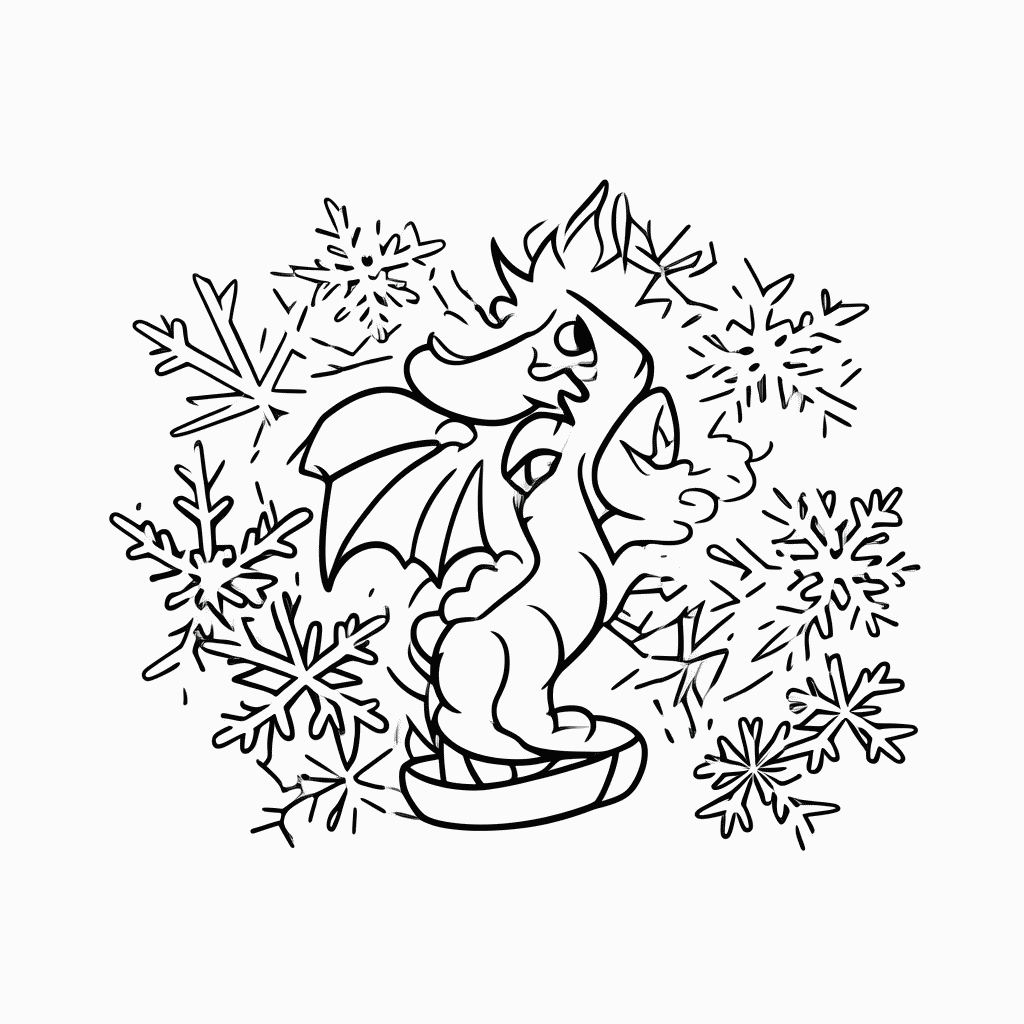 Desenho de Dragão de Gelo para colorir e imprimir grátis em folha A4