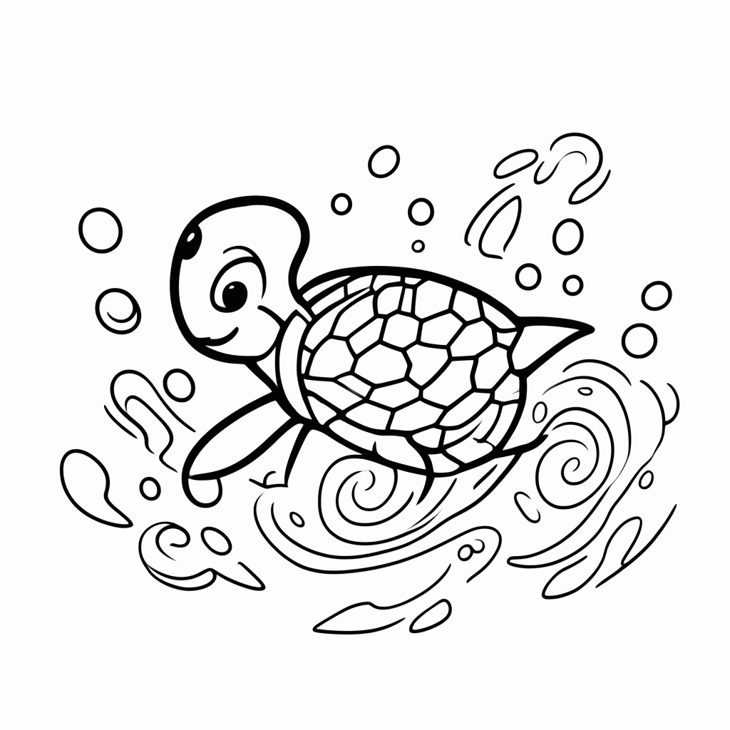 Desenho de Tartaruga de Água para colorir e imprimir grátis em folha A4