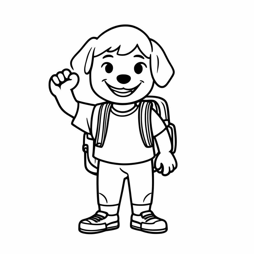 Desenho de Cachorro com Mochila para colorir e imprimir grátis em folha A4