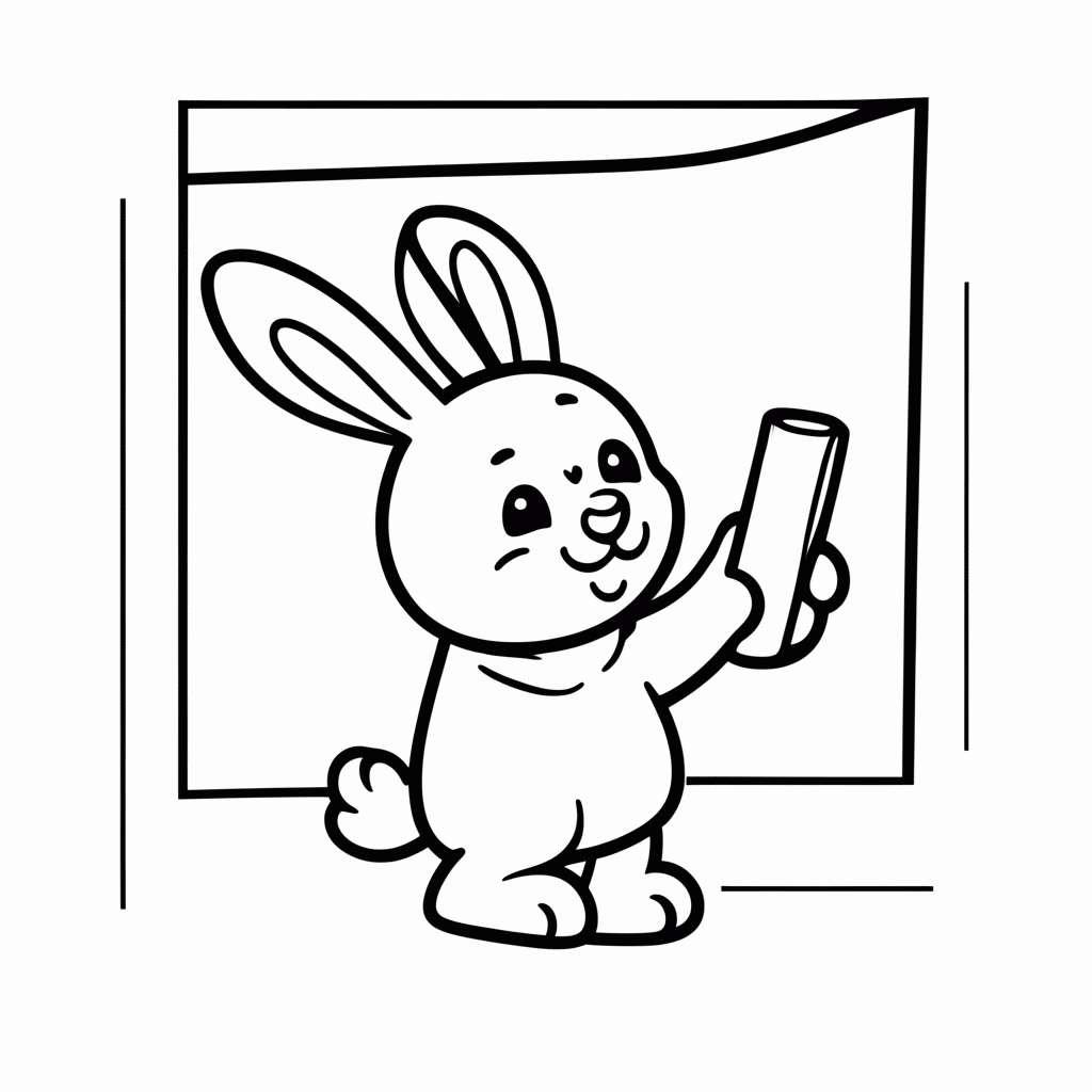 Desenho de Coelho na Lousa para colorir e imprimir grátis em folha A4
