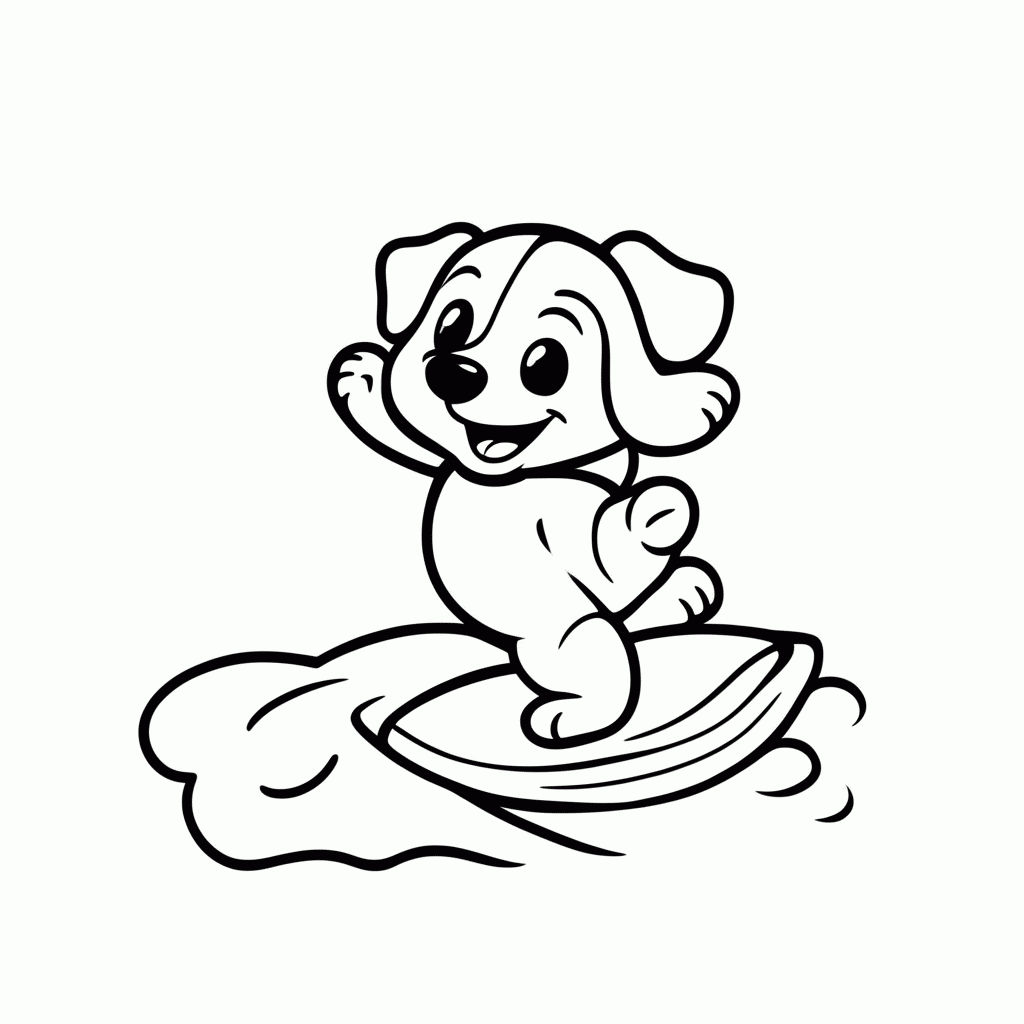 Desenho de Cachorro Surfista para colorir e imprimir grátis em folha A4