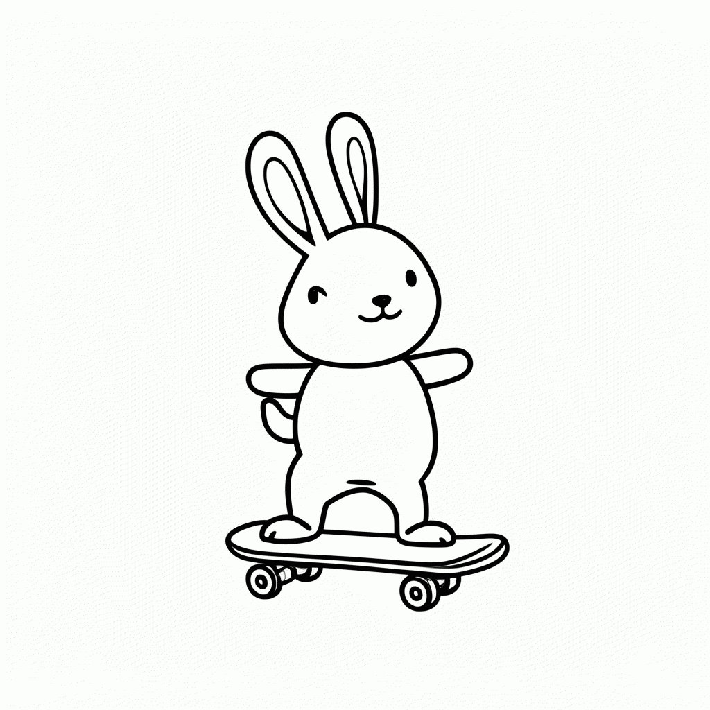 Desenho de Coelho de Skate para colorir e imprimir grátis em folha A4