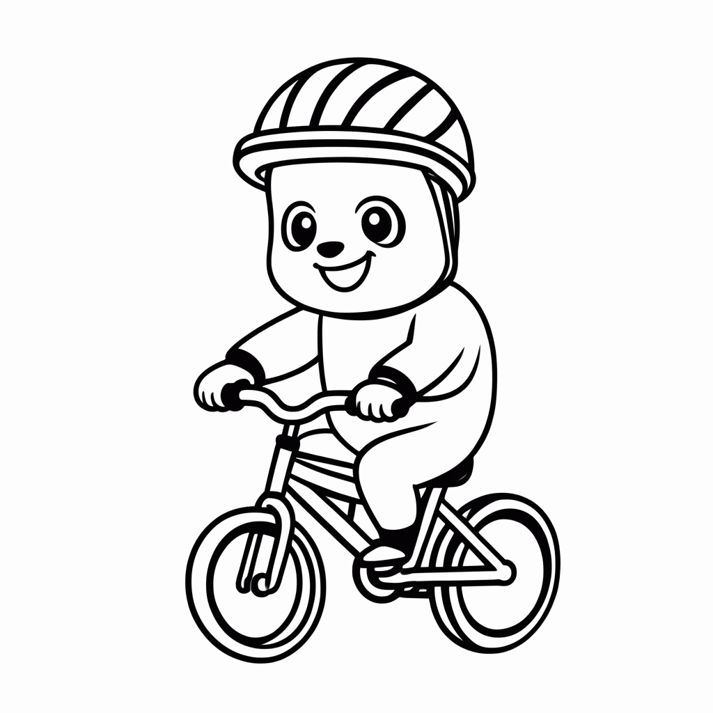 Desenho de Panda Ciclista para colorir e imprimir grátis em folha A4