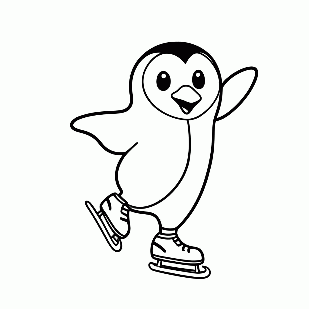 Desenho de Pinguim Patinador para colorir e imprimir grátis em folha A4