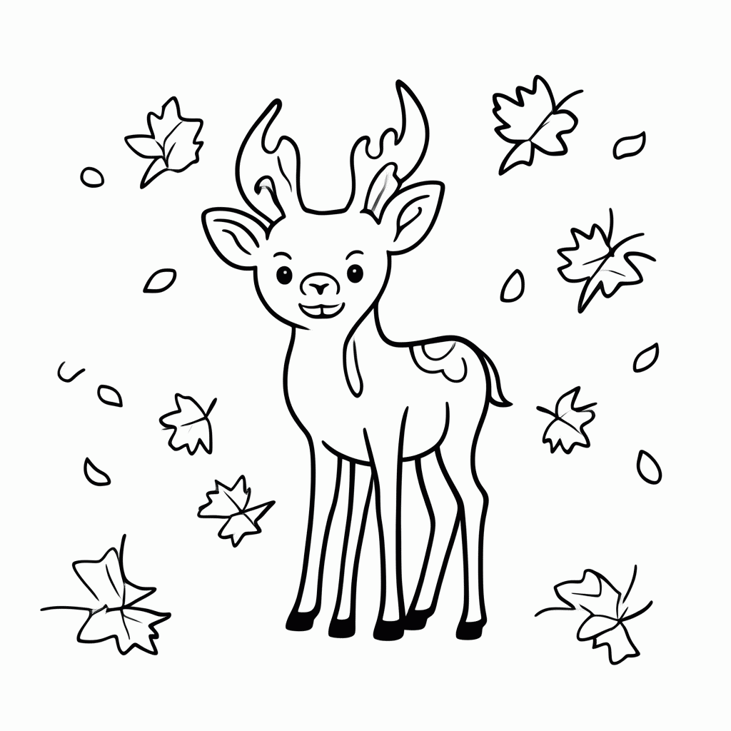 Desenho de Cervo no Outono para colorir e imprimir grátis em folha A4