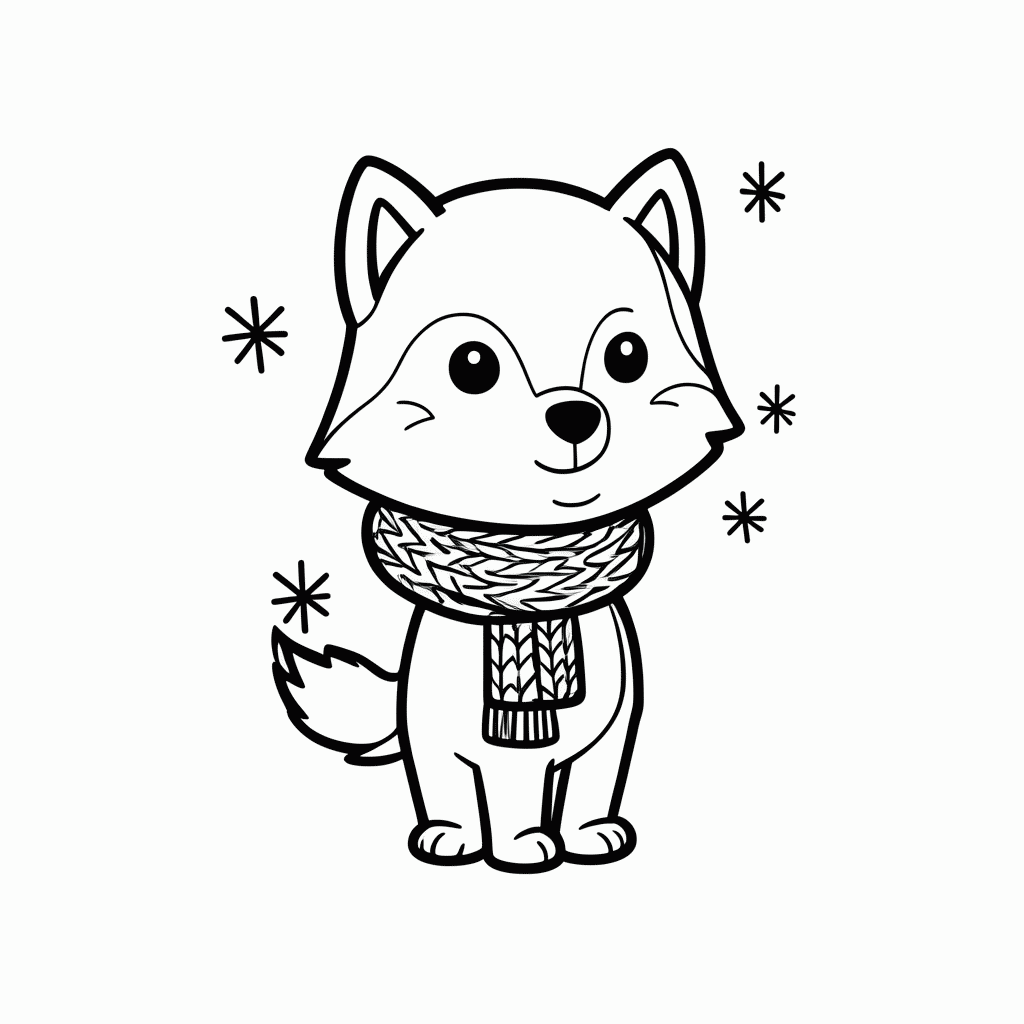 Desenho de Lobo no Inverno para colorir e imprimir grátis em folha A4