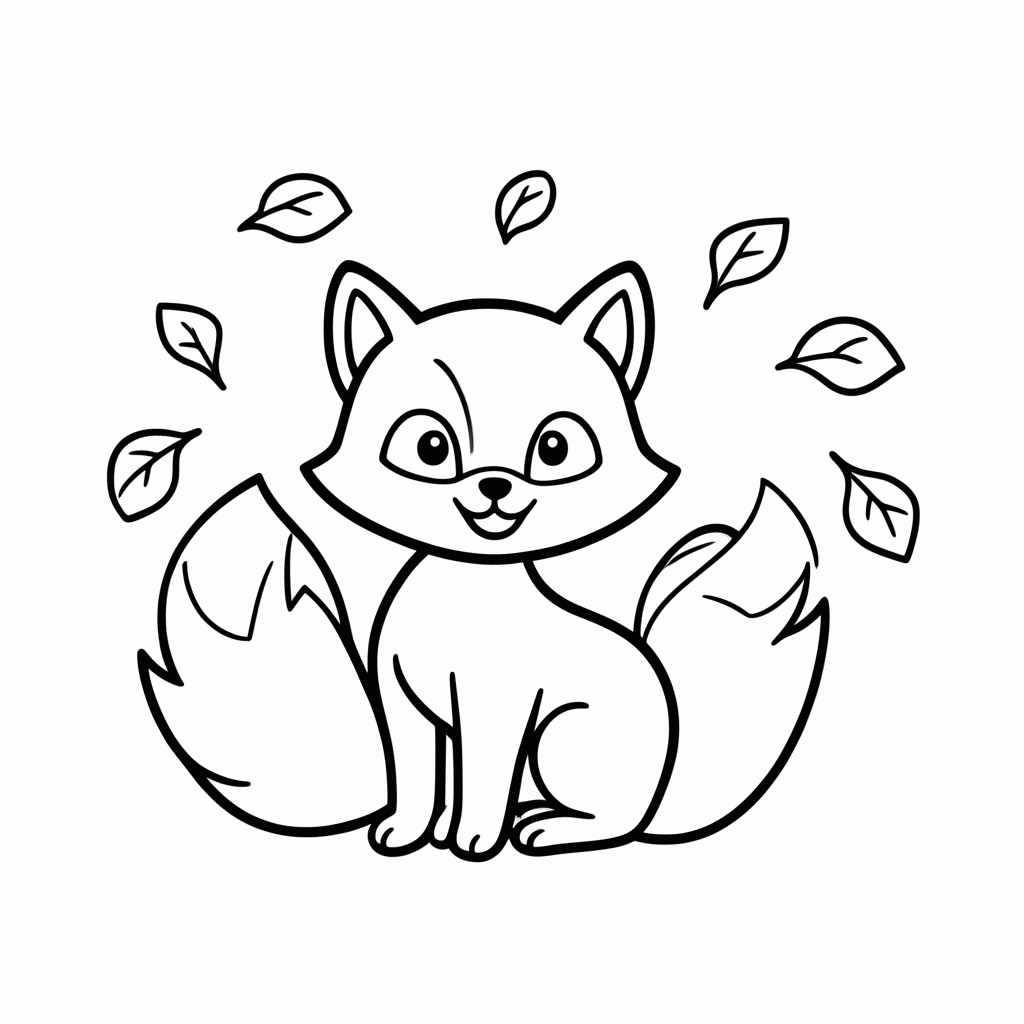 Desenho de Raposa no Outono para colorir e imprimir grátis em folha A4