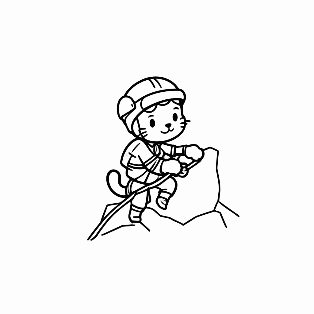 Desenho de Gato Alpinista para colorir e imprimir grátis em folha A4