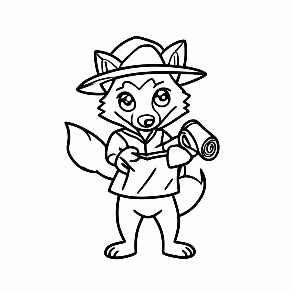 Desenho de Raposa Aventureira para colorir e imprimir grátis em folha A4