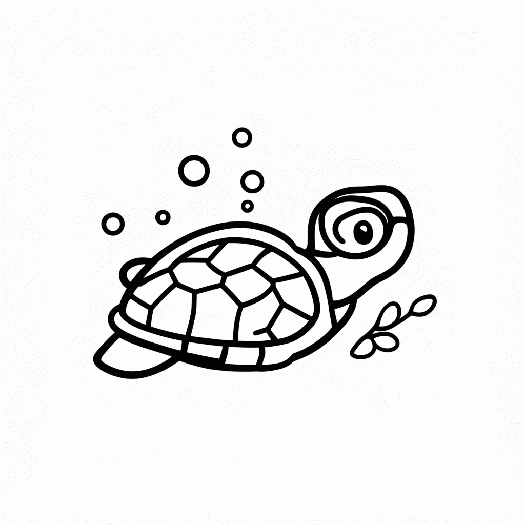 Desenho de Tartaruga Mergulhadora para colorir e imprimir grátis em folha A4