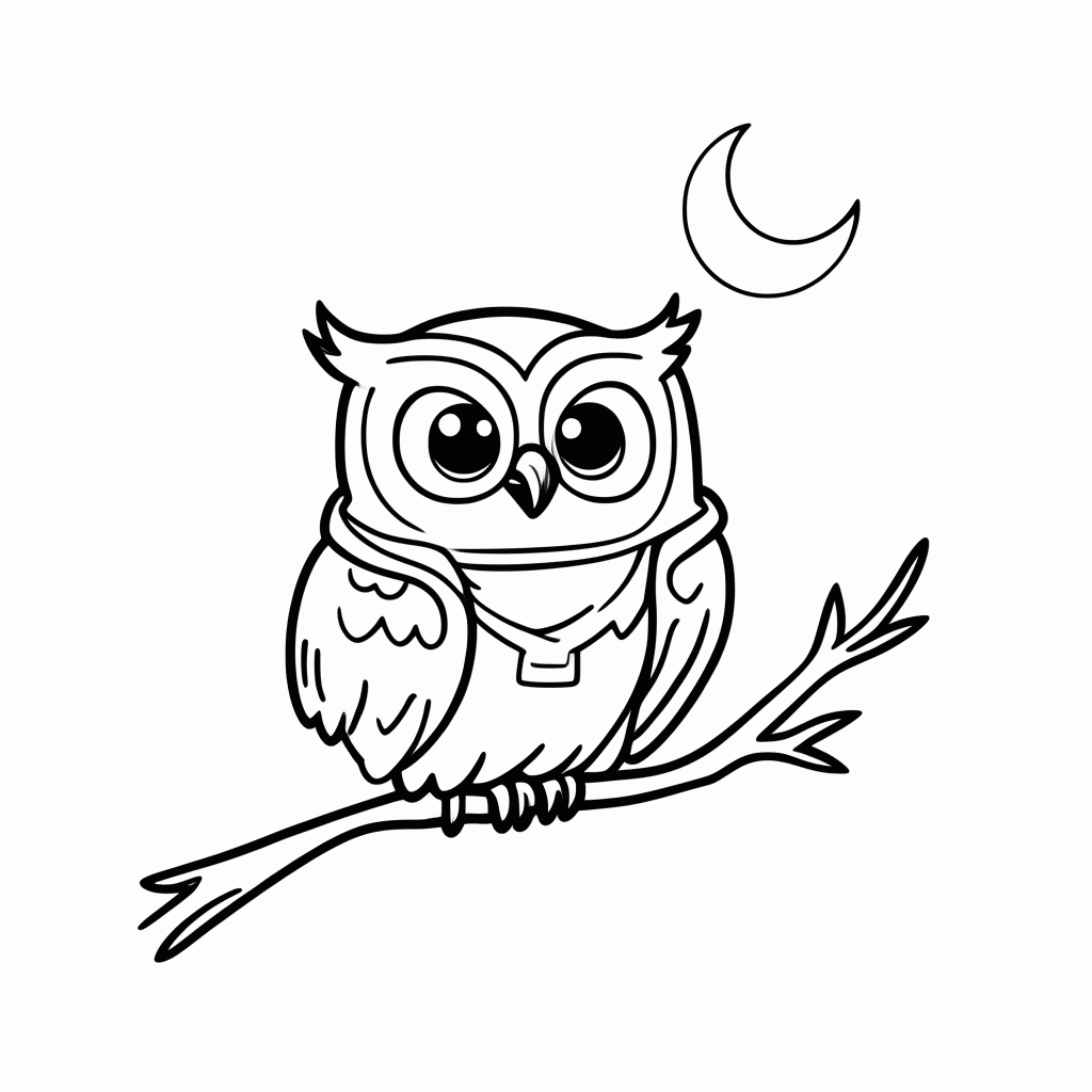 Desenho de Coruja de Pijama para colorir e imprimir grátis em folha A4