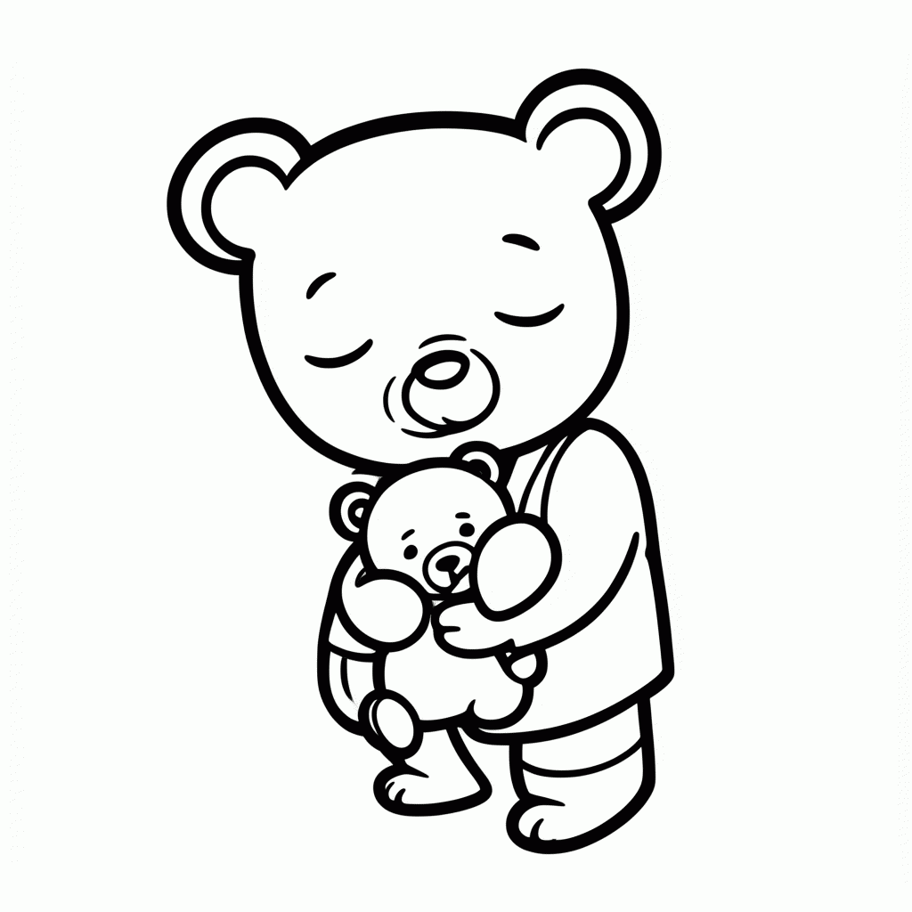 Desenho de Urso de Pijama para colorir e imprimir grátis em folha A4