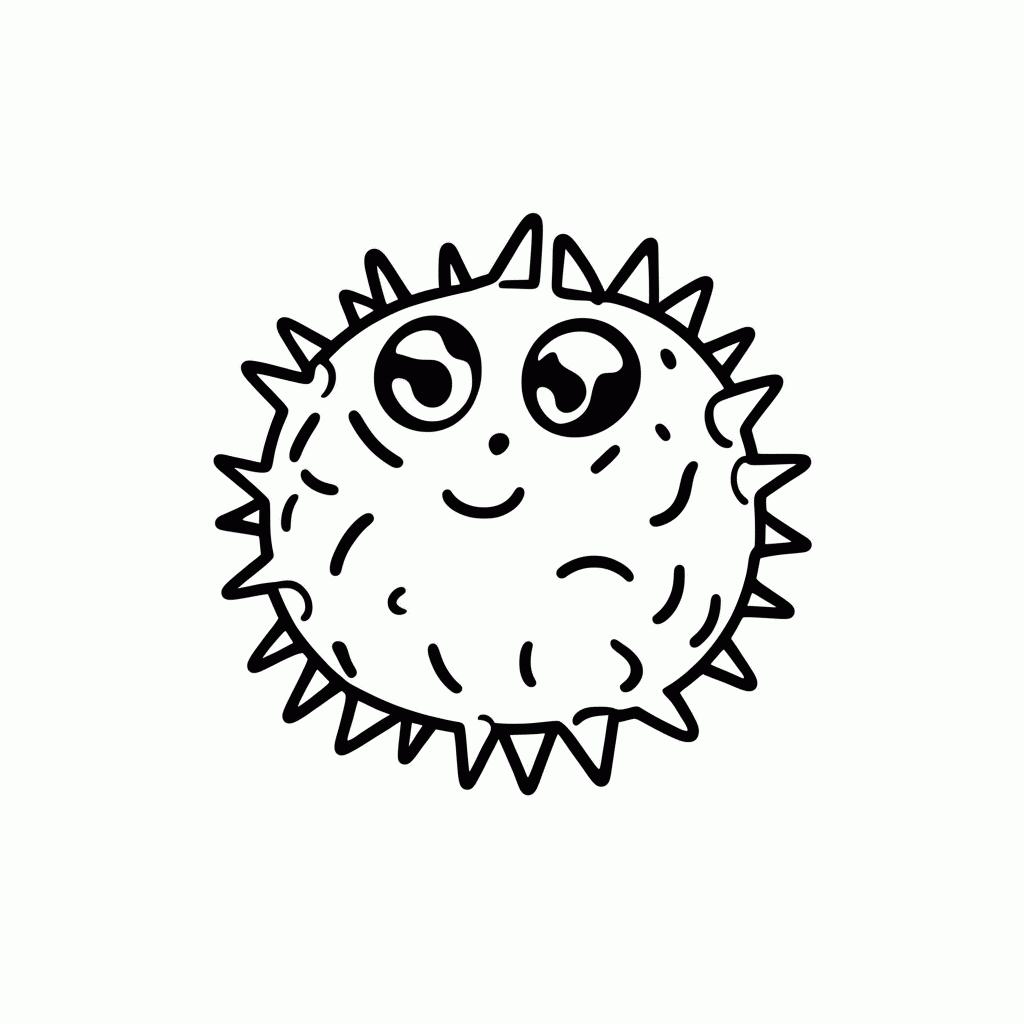 Desenho de Ouriço-do-Mar para colorir e imprimir grátis em folha A4