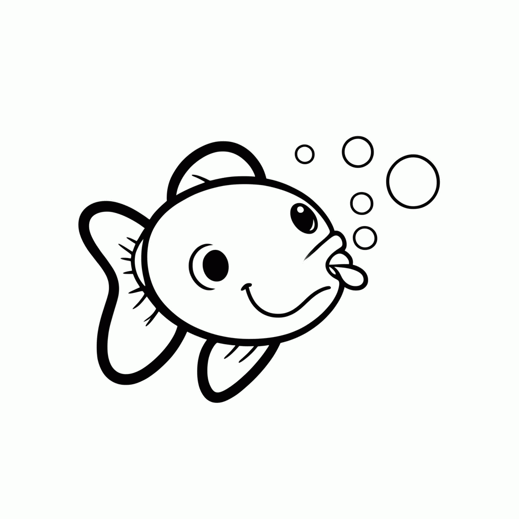 Desenho de Peixinho com Bolhas para colorir e imprimir grátis em folha A4
