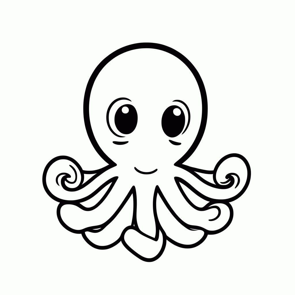 Desenho de Polvo Fofo para colorir e imprimir grátis em folha A4