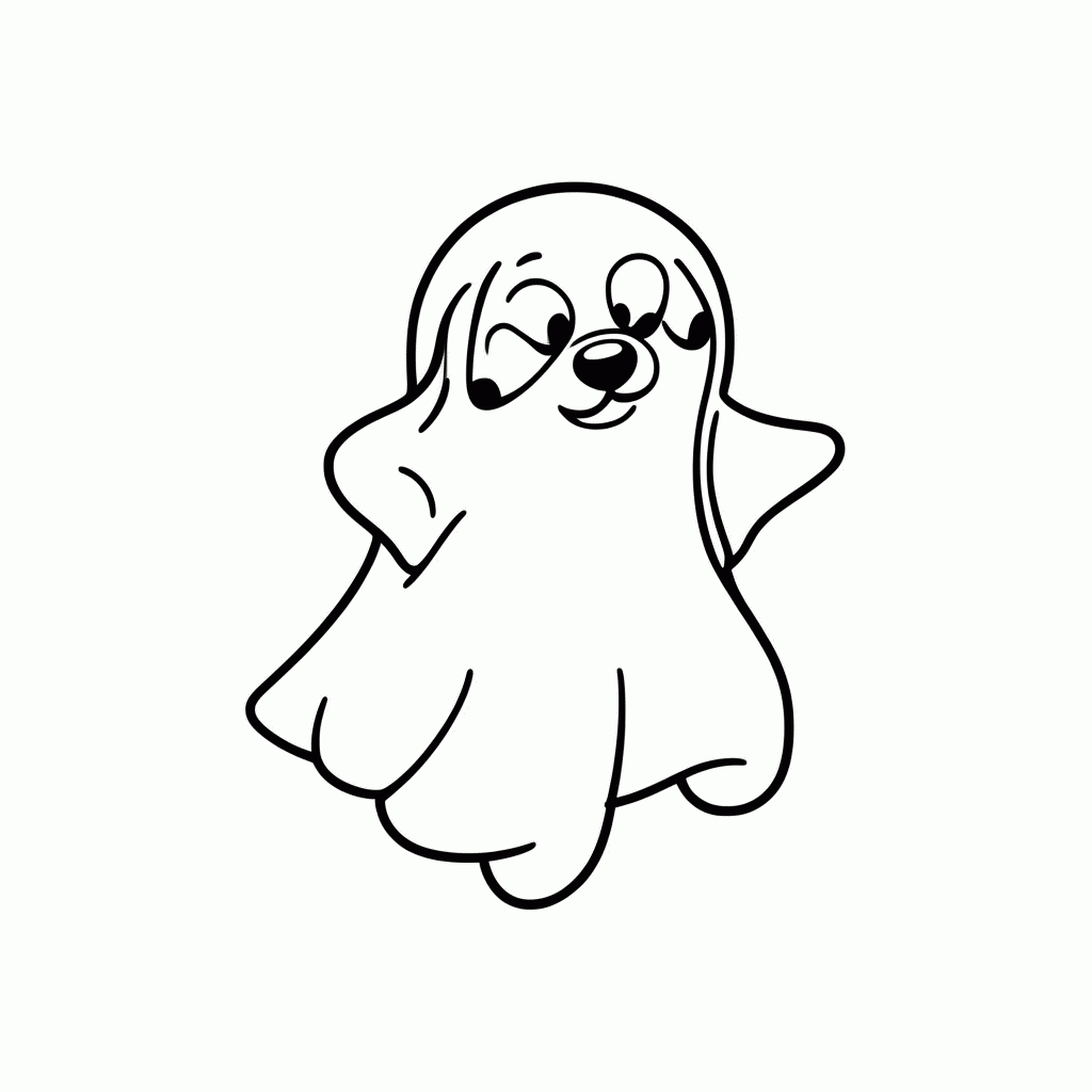 Desenho de Cachorro Fantasma para colorir e imprimir grátis em folha A4