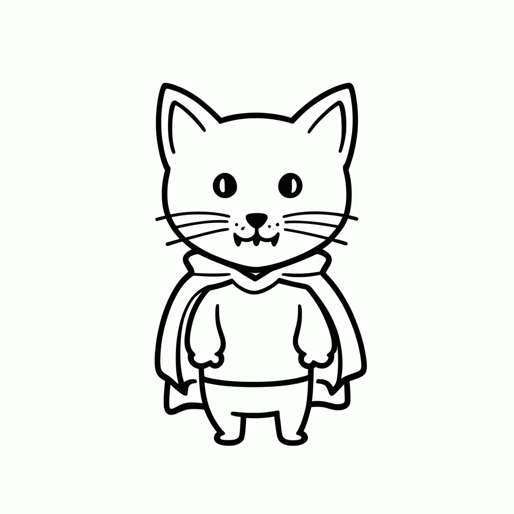 Desenho de Gato Vampiro para colorir e imprimir grátis em folha A4