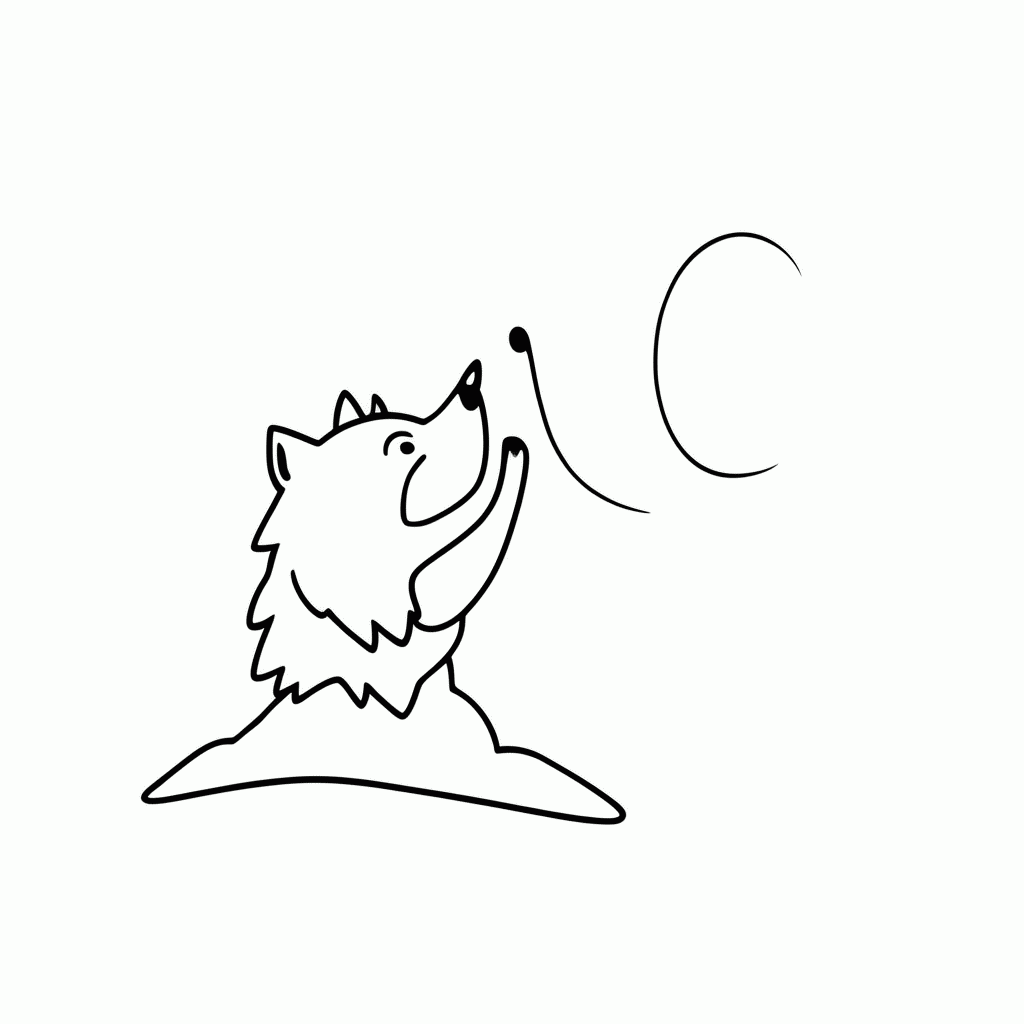 Desenho de Lobo Uivando para a Lua para colorir e imprimir grátis em folha A4